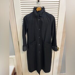 Faux fur trimmed coat, size 4